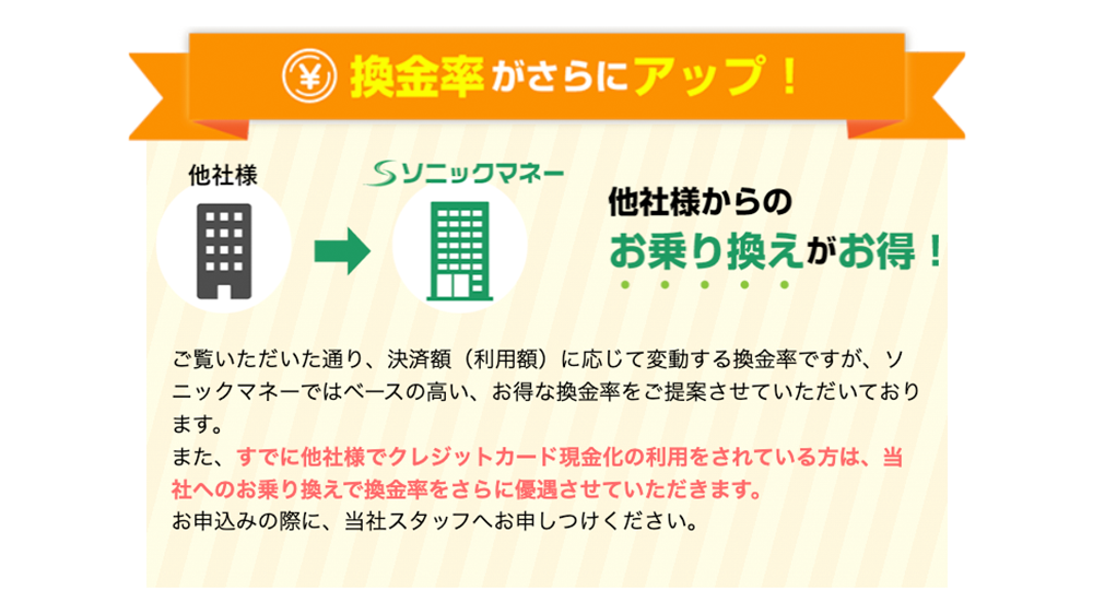 ソニックマネーの画像5枚目（他社様からのお乗り換えがお得！）