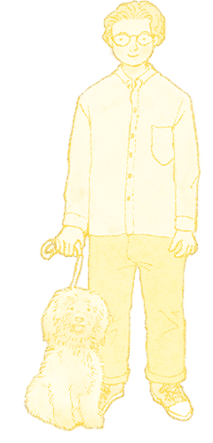 男性と犬のイラスト